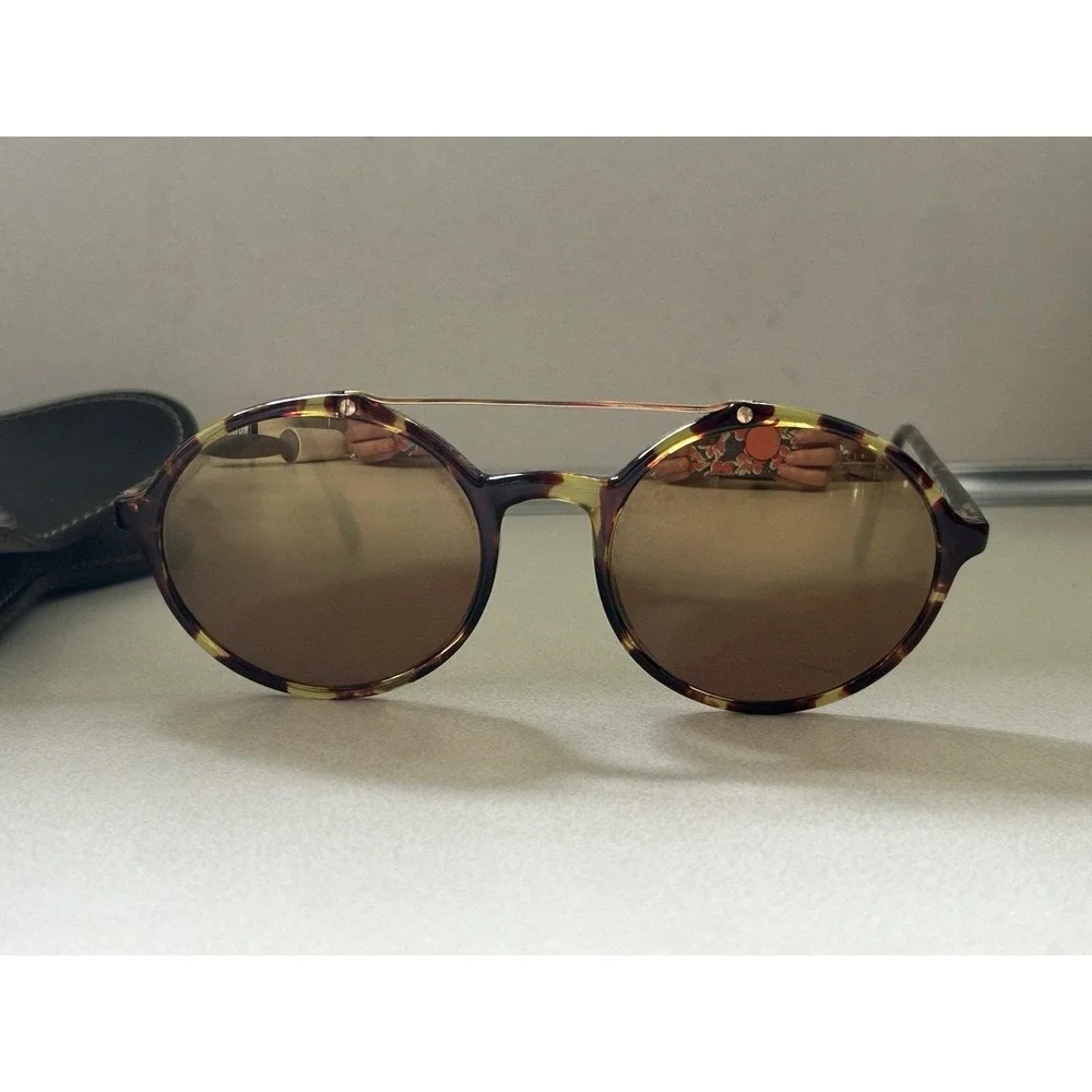 Vintage Nikon Gold Tone Round Tortoiseshell Sunglasses & Case NK4769-2 Japan